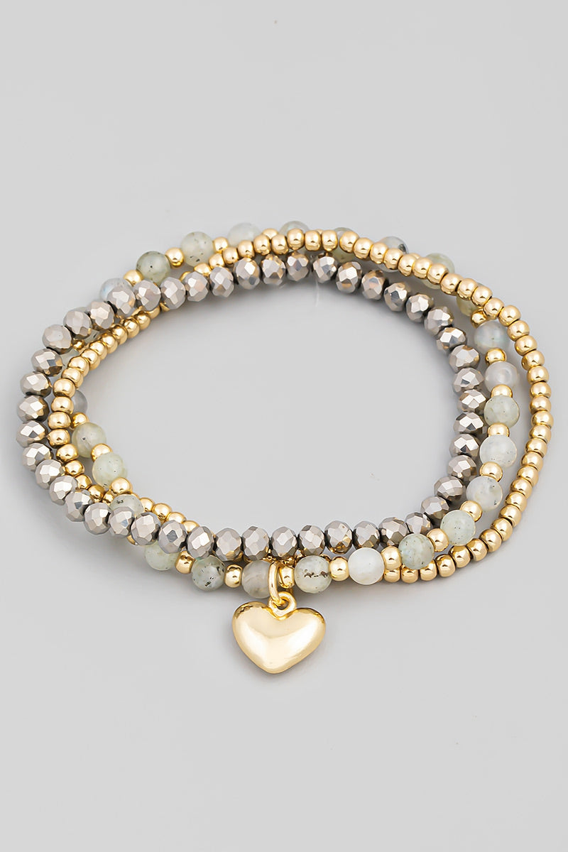 Just One Heart Multi Beaded Charm Bracelet