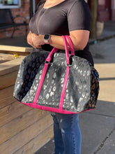 Load image into Gallery viewer, See You There Black and Pink Leopard Bag
